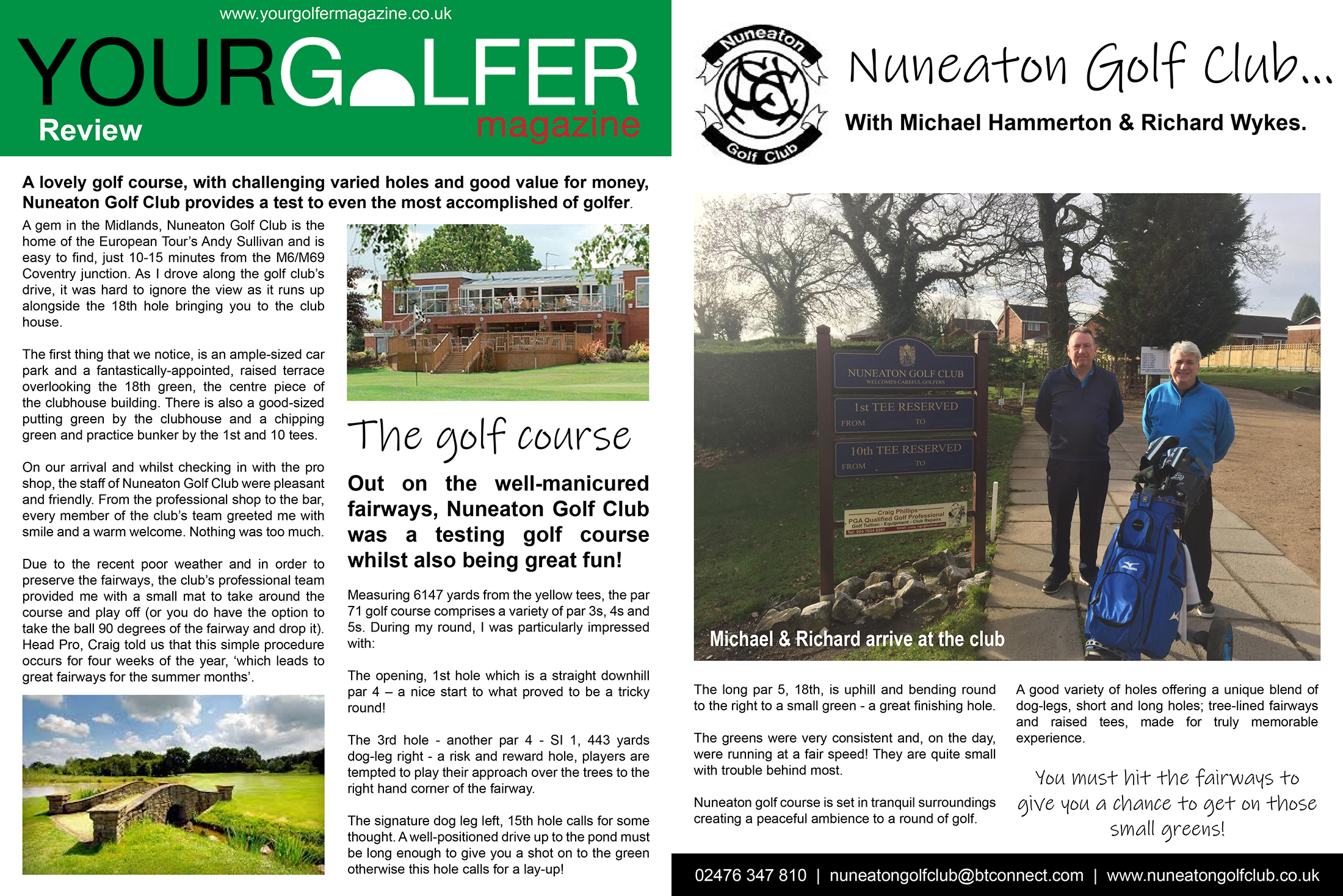 your golfer magazine nuneaton golf club review